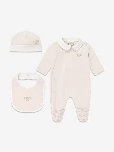 Fendi Kids'  Baby Logo Babygrow Set In Pink
