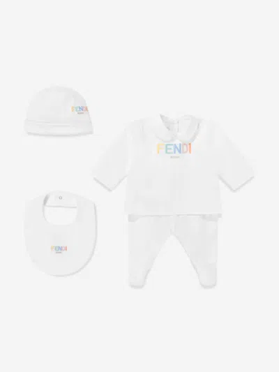 Fendi Kids'  Baby Logo Babygrow Set In White