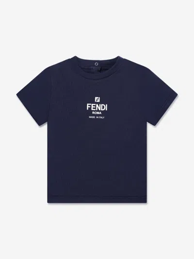 Fendi Baby Logo Print T-shirt In Blue