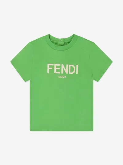 Fendi Baby Logo Print T-shirt In Green