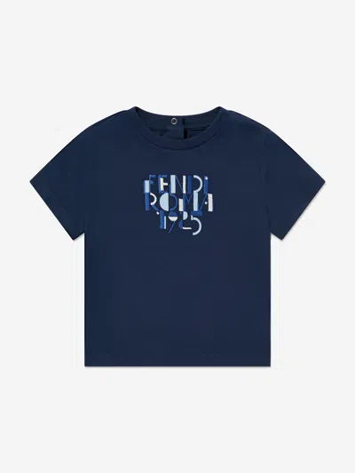 Fendi Kids'  Baby Logo T-shirt In Blue