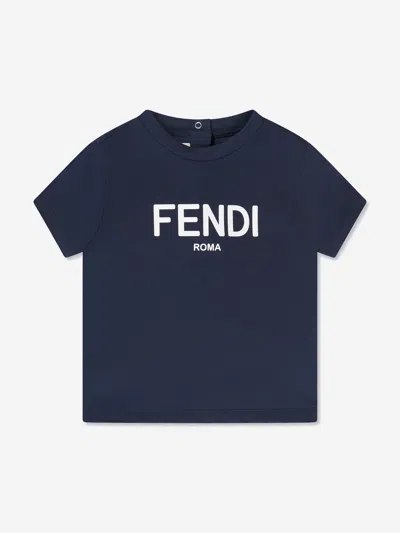 Fendi Baby Logo T-shirt In Blue
