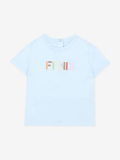 Fendi Kids'  Baby Logo T-shirt In Blue