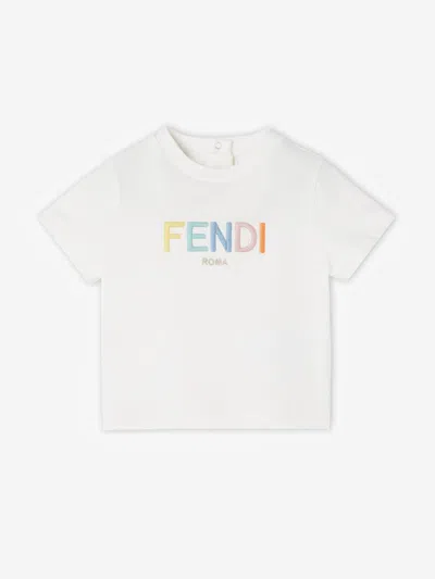 Fendi Kids'  Baby Logo T-shirt In Neutral
