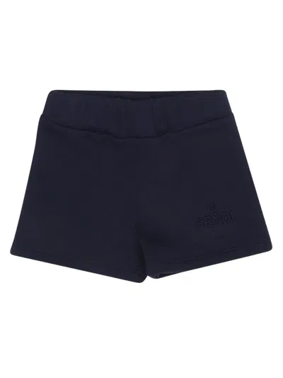 Fendi Baby's Logo-embroidered Cotton Sweatshorts In Blue