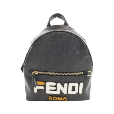 Pre-owned Fendi Baby Pink Black Coated Canvas Backpack ()