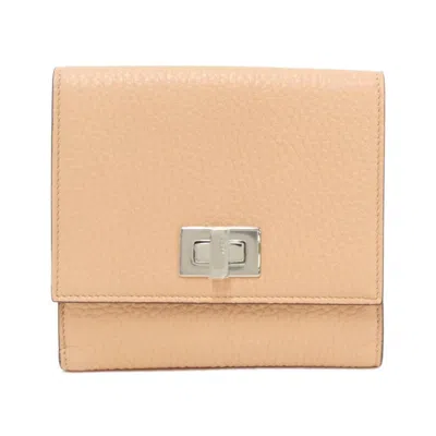 Pre-owned Fendi Baby Pink Leather Wallet (bi-fold) ()