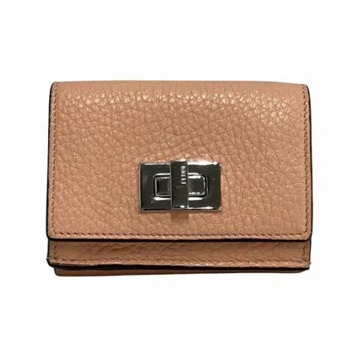 Pre-owned Fendi Baby Pink Leather Wallet (tri-fold) ()
