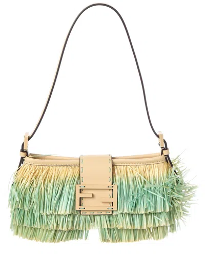 Fendi Baby Raffia Shoulder Bag In Red
