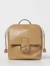 Fendi Ff Clasp Leather Backpack Medium Size In Brown