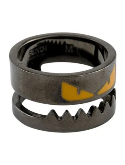 Pre-owned Fendi Bag Bug Ring In Yellow