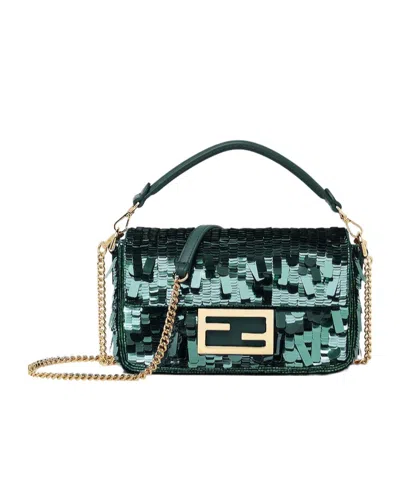 Fendi Baguette Mini Shoulder Bag In Green