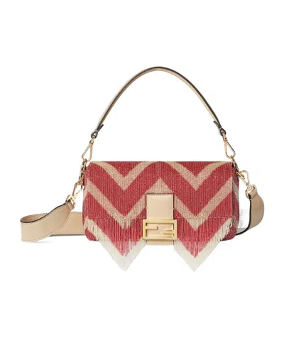 Fendi Bag Embroidered With Two-tone Beads And Fringes In Multi