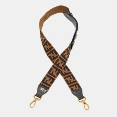 Pre-owned Fendi Bag Shoulder Strap Brown Zucca Canvas And Leather