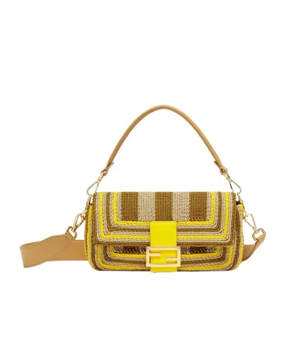 Fendi Bag With Twisted Passementerie Trim With Beige And Yellow Pequin Stripes In Color