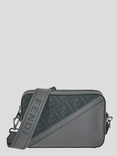 Fendi Diagonal Ff Jacquard Camera Case Bag In Gray