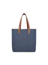 Fendi Men Blue Shopper With Long Handles And All Over Ff Motif In Cotton Man In Blue