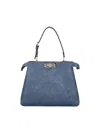 Fendi Peekaboo Soft Medium Bag In Blue Denim-effect Leather