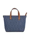 Fendi Denim Effect Ff Jacquard Small Shopping Bag In Blue