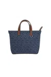 Fendi Structured Cotton Ff Shopping Bag With Leather Accents In Gray