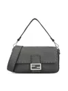 Fendi Baguette Macro-stitch Messenger Bag In Black