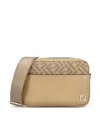 Fendi Monogram-panel Leather Messenger Bag In Nude