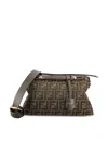 Fendi Soft Medium Cross-body Bag With Leather Accents In Brown