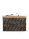Fendi Monogram-pattern Clutch Bag In Brown