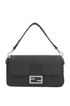Fendi Baguette Macro-stitch Messenger Bag In Black