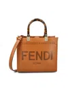 Fendi Small Sunshine Leather Tote Bag In Orange