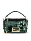Fendi Mini Baguette Sequined Tote Bag In Green