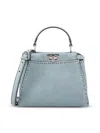 Fendi Mini Selleria Peekaboo Leather Shoulder Bag In Blue