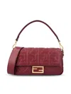 Fendi Women Baguette Leather Crossbody Bag In Red