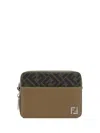Fendi Jacquard Print Leather Shoulder Bag In Brown