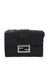 Fendi Baguette Double Leather Crossbody Bag In Black
