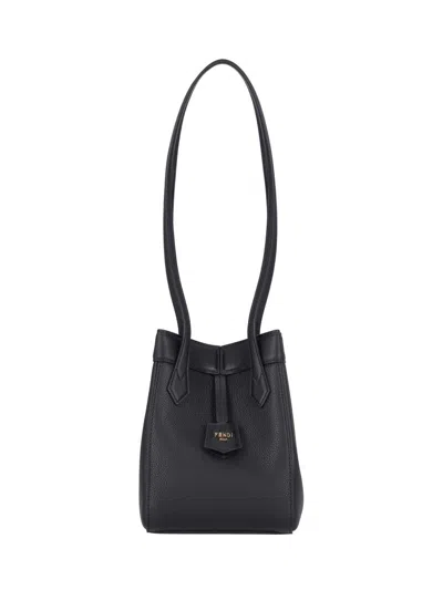 Fendi Textured Leather Tote Bag In Black