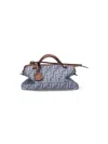 Fendi By The Way Soft Medium Ff Jacquard Denim Crossbody Bag In Blue