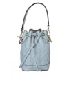 Fendi Mon Tresor Ff Embossed Drawstring Bucket Bag In Blue