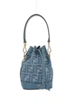 Fendi Women Embroidered Canvas Mon Tresor Bucket Bag In Blue+blue+os