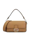 Fendi Ff Plaque Foldover-top Shoulder Bag In Brown