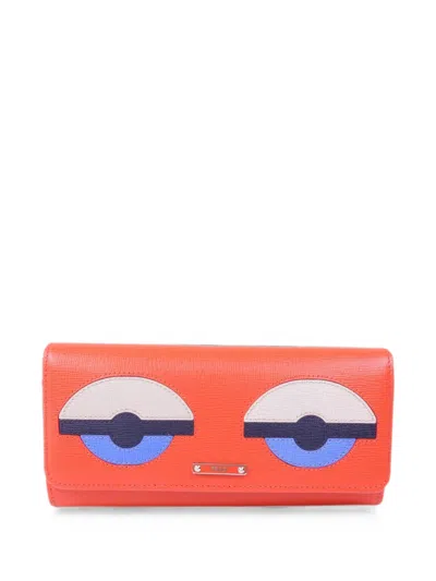 Pre-owned Fendi Bags Bugs Long Wallet In Orange