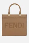 Fendi Brown Sunshine Small Satchel Bag In Cappuccino+soft Gold