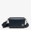 Fendi Ff Squared Messenger Bag In Denim Blu-blu