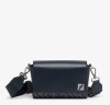 Fendi Ff Squared Messenger Bag In Denim Blu-blu