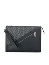 Fendi Men's Clutch In Denim Blue+blue Scr+p