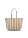 Fendi Reversible Shopper In Pequin Striped And Dove Grey Ff Fabric In Grey