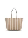 Fendi Reversible Shopper In Pequin Striped And Dove Grey Ff Fabric In Grey