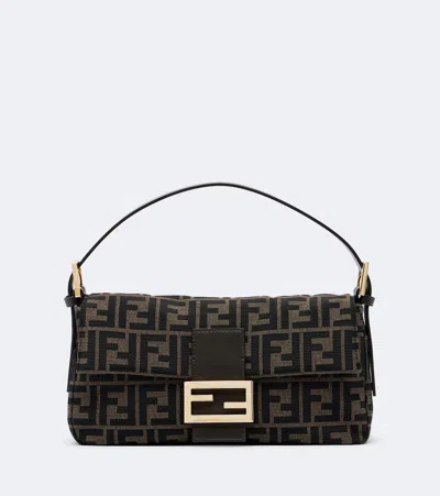 Fendi Baguette® 26424 Small Canvas Shoulder Bag In Brown
