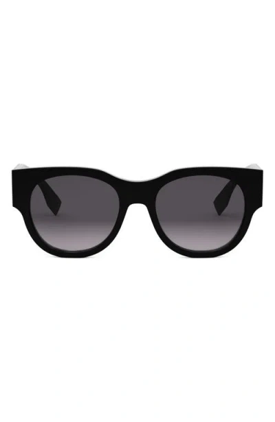 Fendi ' Baguette 53mm Gradient Round Sunglasses In Black