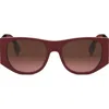 Fendi ' Baguette 54mm Oval Sunglasses In Shiny Red/gradient Brown